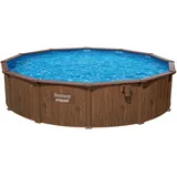 BESTWAY HydriumTM Stahlwandpool Komplett-Set mit Sandfilteranlage Ø 550 x 130 cm, Holz-Optik (Palisander), rund