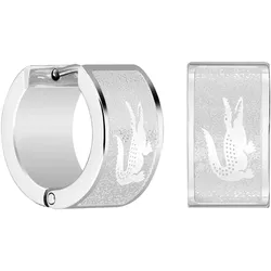 Paar Creolen LACOSTE "BACKHAND, 2040435, 2040436", silber (edelstahlfarben), Ohrringe, Herren, Edelstahl