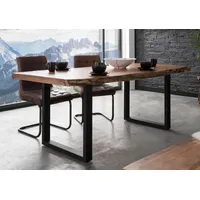 MASSIVMOEBEL24.DE Baumtisch Akazie 180x90x77 natur lackiert / U-Beine anthrazit