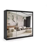 altdecor Kleiderschrank, Schwarz, Holzwerkstoff, 240x216x61 cm Schlafzimmer, Kleiderschränke, Schwebetürenschränke