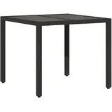 vidaXL Gartentisch mit Glasplatte 90 x 90 x 75 cm Schwarz