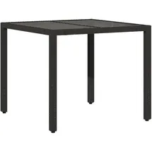 vidaXL Gartentisch mit Glasplatte 90 x 90 x 75 cm Schwarz