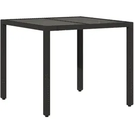 vidaXL Gartentisch mit Glasplatte 90 x 90 x 75 cm Schwarz