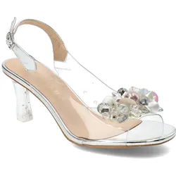Silberne Sandalen S.Barski Elegante Damenschuhe, 36