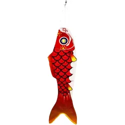 Windspiel Koi (rot) - farbenfroher Windsack als Fisch Motiv inkl. Aluwirbel ROT|ROT 90 CM