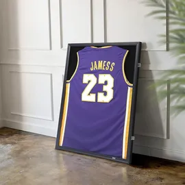 Home Deluxe - Trikotrahmen - MOMENTO - Farbe: Schwarz, ca. 80 x 4 x 60 cm, abschließbar, Hdf Platte I Klapprahmen, Präsentationsrahmen, Schattenbox - Schwarz