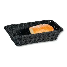 KESPER Obstkorb aus Vollkunststoffgeflecht, eckig 19809 Brot-Obstkorb Vollkunststoff in Plastik, Schwarz, 35 x 7,5