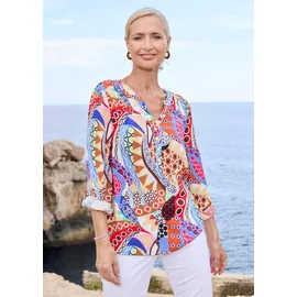 GOLDNER Florale Druckbluse mit V-Ausschnitt bunt 38
