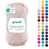 Gründl Wolle Cotton Quick uni - Wolle zum Häkeln aus 100% Baumwolle - Wolle zum Stricken - glänzendes Baumwollgarn 1 Knäuel 50 g / 125 m - Sand