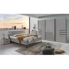 WIMEX Schwebetürenschrank WIMEX "Tilburg", grau (saharagrau, durchgängige türfront glas saharagrau, absetzung grafit), B:270cm H:208cm T:65cm, Spanplatte, Schränke, Schwebetürenschrank, mit Glaselementen