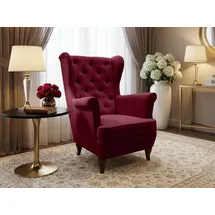 beautysofa Ohrensessel FALCO Chesterfield Polyester 82 x 102 x 92 cm Rot