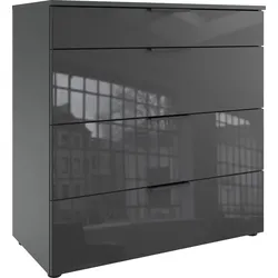 Schubkastenkommode WIMEX "Level36 black C by fresh to go", grau (graphit, glas grau), B:81cm H:84cm T:41cm, Spanplatte, Sideboards, mit Glaselementen auf der Front, soft-close Funktion, 81cm breit
