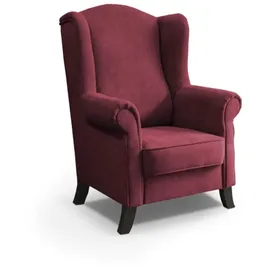 beautysofa Ohrensessel LEONARDO Polyester 88 x 118 x 86 cm Rot