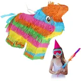 Relaxdays Pinata, Esel, Lama, Geburtstag, zum Aufhängen, Mädchen & Junge, HBT 27,5 x 25 x 7 cm, Regenbogen, Kinder, bunt, 10042839, Rainbow