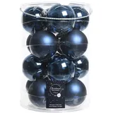 Christmas-Decorations 16 Christbaumkugeln Glas 8cm Marineblau
