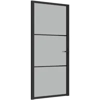 vidaXL Innentür rechts 93 x 201,5 cm Schwarz Mattglas