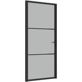 vidaXL Innentür rechts 93 x 201,5 cm Schwarz Mattglas