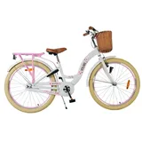 Volare Blossom Kinderfahrrad für Mädchen - 24 Zoll in Weiß mit Blumenmotiven - Weiß