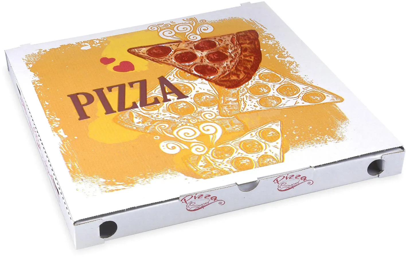 Pizzakarton aus Mikrowellpappe mit neutralem Motiv, 34 x 34 x 3 cm, 100 Stk.