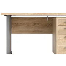 VCM Prisme Schreibtisch mit Rollcontainer Eiche Dekor
