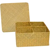 BUGUUYO Geflochtener Aufbewahrungskorb Seegras Aufbewahrungskorb Mit Deckel Schreibtisch Organizer Rustikale Aufbewahrungsbox Für Kleinigkeiten Im Wohnbereich