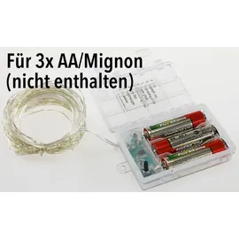 ChiliTec Led Batterie-Lichterkette 80 micro LEDs, 8m, warmweiß, IP44