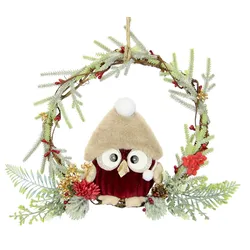 I.GE.A. Kunstkranz »Tannen-Kranz Eule/Beeren/Tanne«, Dekorierter Weihnachtskranz Deko Weihnachtsdeko Türkranz Adventskranz I.GE.A. rot