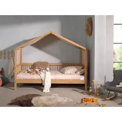 Home affaire Hausbett, (Made in Europe), aus massiver Eiche geölt, LF90x200 cm, mit Textilhimmel Home affaire Eiche natur geölt + Eiche natur geölt + Eiche natur geölt