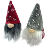 Dio only for you Wichtel 2er Set 9cm. Weihnachtsdekoration Winterdeko Geschenkidee ROT GRAU