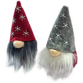 Dio only for you Wichtel 2er Set 9cm. Weihnachtsdekoration Winterdeko Geschenkidee ROT GRAU