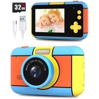 BaFuland Digitalkamera für Kinder, Digitalkamera für Jungen und Mädchen, 3 bis 10 Jahre, Digitale Videokamera mit Selfie, Geburtstagsgeschenke, Spielzeug für Kinder, 32 G Karte inklusive, Farbe