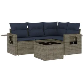 vidaXL Gartensofa-Set 5-tlg. grau Polyrattan