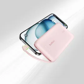 Belkin BoostCharge - Powerbank - mit integriertem Kabel - 10000 mAh - 20 Watt - 3 A - Fast Charge - 2 Ausgabeanschlussst