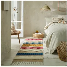 Flair Rugs Läufer Medina, mit abstraktem Streifenmuster, rechteckig, Höhe: 12 mm, Boho-Look, aus Naturfasern wie Wolle & Jute, Teppichläufer bunt
