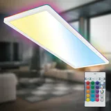 B.K.Licht LED Panel, 58x20 cm - 22W, 3000lm, dimmbar, Fernbedienung, CCT rgb, Weiß