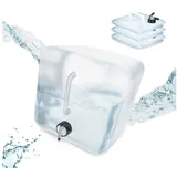 Relaxdays Relaxdays, Faltbarer Wasserkanister 4er Set, 15l, Faltkanister mit Hahn, BPA-frei, geschmacksneutral, Kunststoff