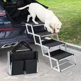 Uross Hunderampe Auto 4 Stufen, Hundetreppe Auto, Hunderampe Auto Klappbar tragbare Haustier Rampe Treppe Schritte für große Hunde, Hund Rampe für SUV, Auto, LKW, Hochbett