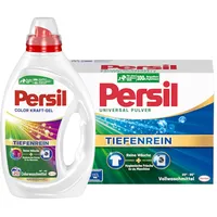 PERSIL-Set Pulver 1x 20 Waschladungen Universal & Kraft-Gel 1x 20 Waschladungen Color, Voll- & Colorwaschmittel-Set für reine Wäsche und hygienische Frische für die Maschine