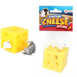 Toi-Toys - Dehnbarer Hüpf-Käse mit 2 Mäusen