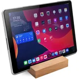 Rikmani Tablet Ständer aus Holz iPad Ständer, Tablet Halterung iPad Holz, Tablettenständer Schreibtischzubehör aus Massivholz Eiche