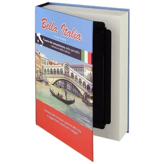 HMF 80935 Buchtresor getarnte Geldkassette, echte Papierseiten, "Bella Italia", 23 x 15 x 4 cm, Beschriftung in Italienisch