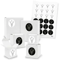 itenga Adventskalender 24x Geschenkbox Würfel Quader Weiß Zahlen Rentierkopf