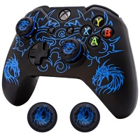 BRHE Xbox-One Controller-Skin, Anti-Rutsch-Silikon-Schutzhülle, Zubehör-Set für Microsoft Xbox 1 kabellos/kabelgebundenes Gamepad Joystick mit 2 Daumengriffen (blau)