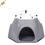 Mini-Hundezelt,Bequemes Außen-Katzenzelt,Wasserdichtes Outdoor-Katzenbett-Zelt Aus Polyester Für Camping,Hunde Drinnen Und Draußen,Geeignet Für Haustiere,Geeignet Für 0.5-10kg. (Graues, 60x60x45cm)