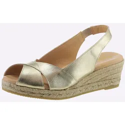 Sandalette HEINE, Damen, Gr. 37, gold (goldfarben), Leder, Leder, modisch, Schuhe