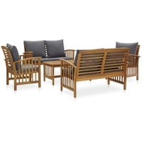 Yolola Holz Sitzgruppe, Gartenmöbel Holz,Balkonmöbel Holz, Gartenmöbel Set, 5-teilige Balkonmöbel inkl. Sitzpolster und Tisch, Terrassenmöbel für 6 Personen, für Outdoor Garten Terrasse Dunkelgrau