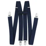 axy Hosenträger für Herren breit 2,5 cm in H-Form mit 4 Hosenträger Clips extra stark längenverstellbar (Schwarzblau) - Einheitsgröße