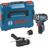 Bosch Professional, Bohrmaschine + Akkuschrauber, Bosch GSR 12V-35 FC Akku Bohrschrauber 12 V 35 Nm Brushless + 1x Akku 3,0 Ah + 2x Aufsatz + L-Boxx (Akkubetrieb)