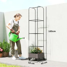 Outsunny Hochbeet mit Rankgitter 40 x 40 x 185 cm Schwarz
