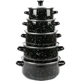 HERZBERG HG04128 Topf-Set 10-tlg. Bräter + Kasserolle + Kochtopf + Stielkasserolle + Dämpfeinsatz + Glasdeckel